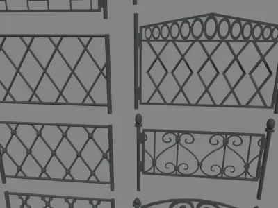 Fences Pack Low-poly 3D model