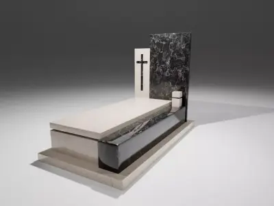Marble tombstone in two colors Low-poly 3D model