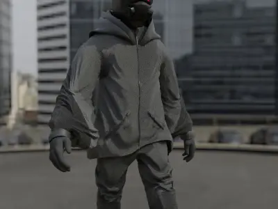Cyberpunk Character - Scifi streetwear Low-poly 3D model
