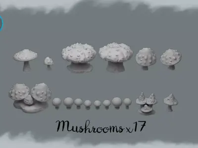 Halloween Mushroom Forest Diorama Fairy Garden Miniatures 3D print model