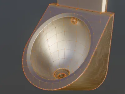 Metal Urinal Basin Low-Poly Version Low-poly 3D model