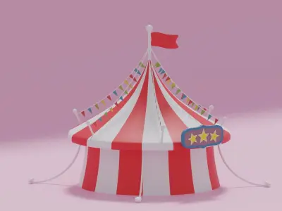 Cartoon Circus Tent 3D model