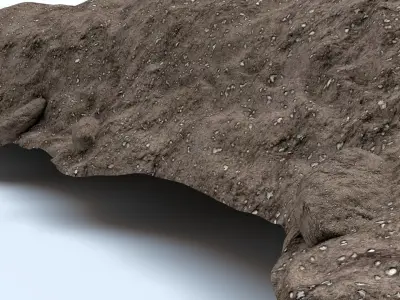 Landscape Terrain Outcrop of Soil or Dirt and Rock Low-poly 3D model
