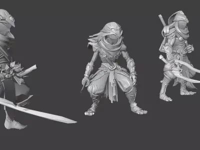 Fantasy Shadow Assassins LowPoly Low-poly 3D model