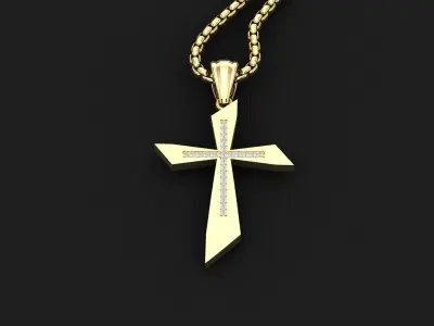 High Cross Pendant Light Gold 18K 3CP008 3D print model