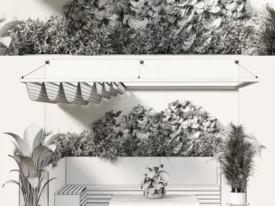 Landscape Furniture with Pergola and Roof garden 12 3D model