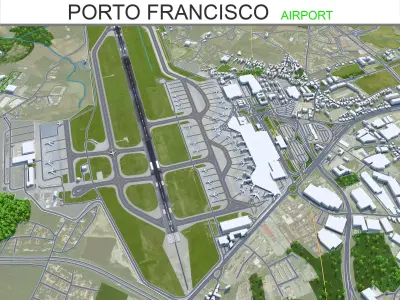 Porto Francisco Sa Carneiro Airport 10km Low-poly 3D model