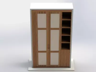 Elegant Bookshelf with Decorative Doors and Compact Storage  3D print model