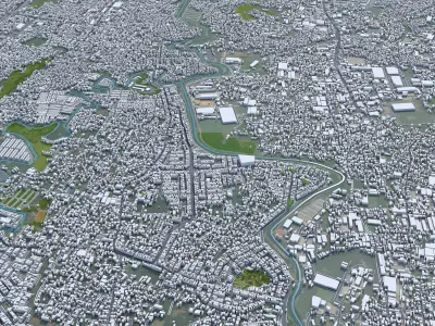 Bekasi West Java Indonesia 20km AI Low-poly 3D model