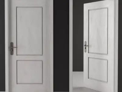 Door-Vintage two doors with walls Free 3D model