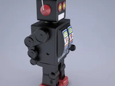 Mr D Cell Vintage Style Collectible Electron Star Strider Robot Low-poly 3D model