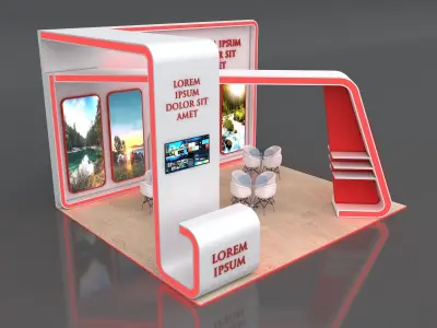 Booth Exhibition Stand Stall 6x7m Height 450 cm  Side Open 3D model