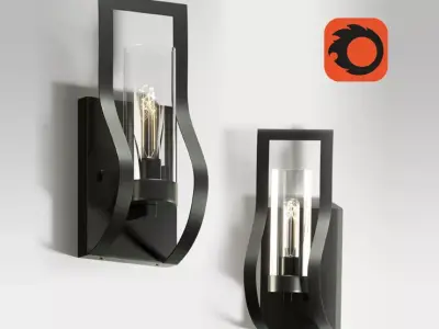 Light Dimmable Antique Black Armed Sconce-High poly  3D model