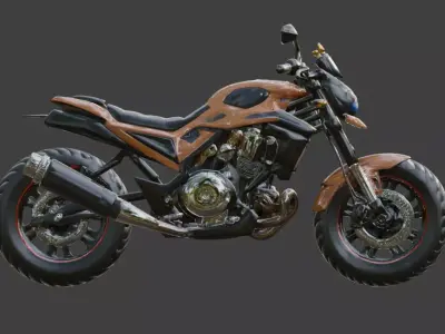 Futuristic Cartoon Off-Road Motorcycle 3D Model Low-poly 3D model