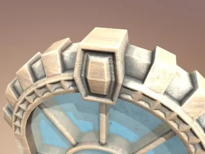 Wooden window with textures and UV map 3D model