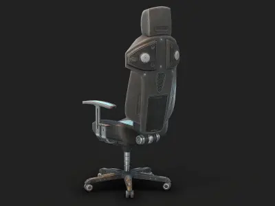 Sci Fi Lab Chair Low Poly Low-poly 3D model