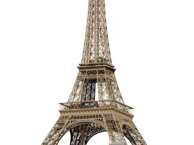 The Eiffel tower with interior 3D model
