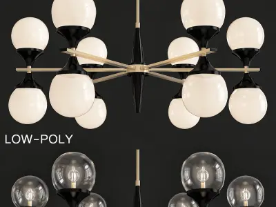 Chandelier low poly 3d model collection made of metal Low-poly 3D model