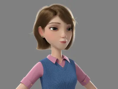  Cartoon Girl Rigged1 