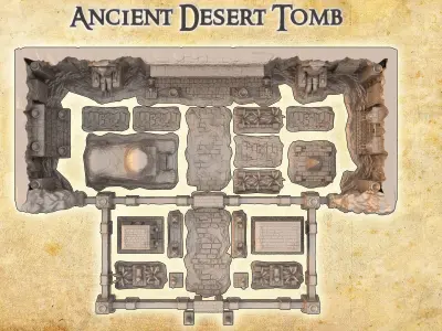 Ancient Desert Tomb Tabletop Terrain 28 MM 3D print model