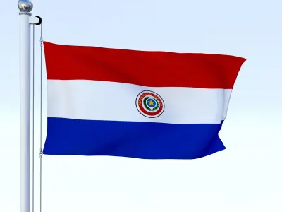 Animated Paraguay Flag Low-poly 3D model