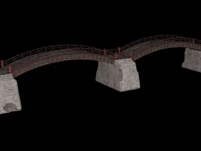 JAPAN JAPANESE ASIAN ORIENTAL TEMPLE CITY BRIDGE COLLECTION Low-poly 3D model