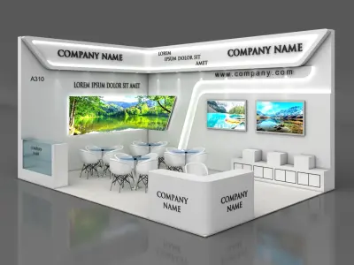 Booth Exhibition Stand Stall 5X7m Height 400 cm 2 Side Open 3D model
