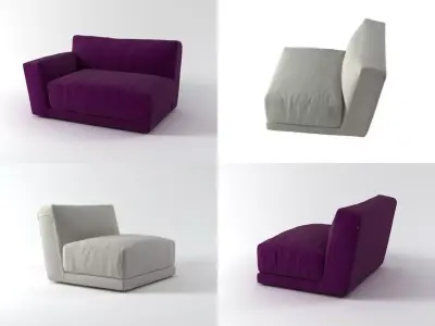 L set of ottomans 3D model