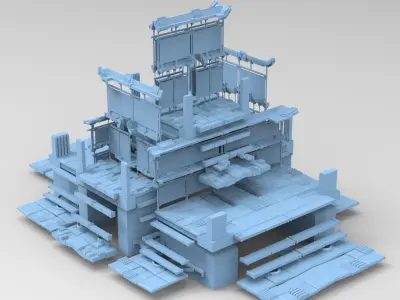 Sci fi  Light gravity cube walkway 1  Low-poly 3D model