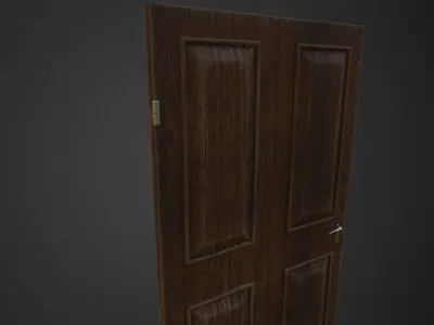 Wood old door Low-poly 3D model