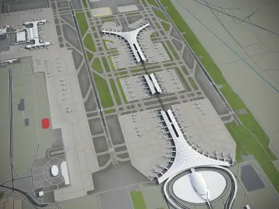 Beijing Airport Low-poly 3D model