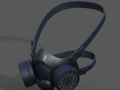 Gas mask helmet 3d model military combat low poly  Low-poly 3D model