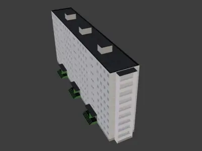 Soviet Building 9 Floors Low-poly 3D model