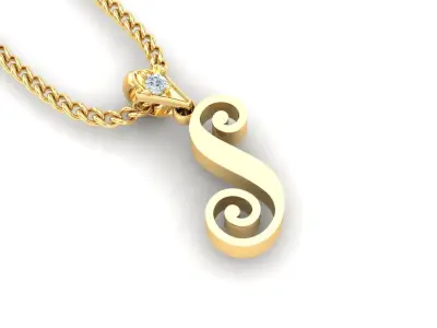 Light Gold Fancy Font Pendant S 3D print model
