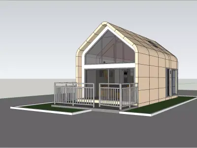 Modern Timber Frame Tiny House with Full Interior -3D Model 3D model