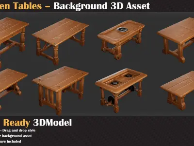 Wooden Table Background 3D Asset - VOL 03   3D model