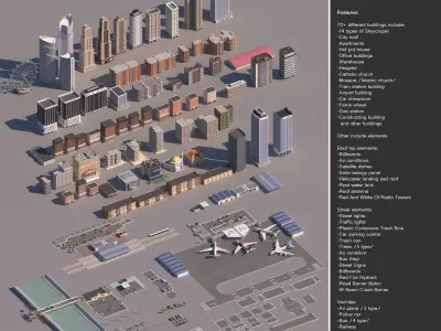  Realistic Lowpoly Simple City 