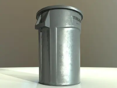 Plastic Trashcan Low-poly 3D model