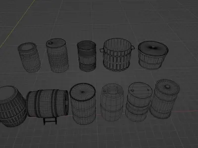 3D Models of a Variety of Barrels Free 3D model