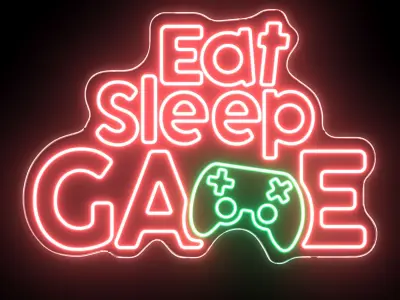 Eat Sleep Game Neon Sign 3D model