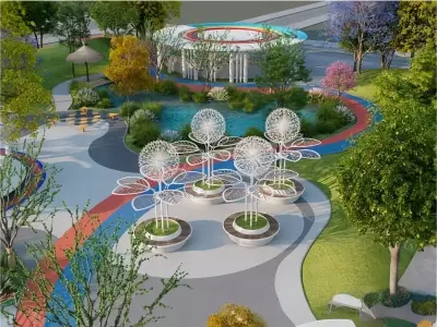 Urban Landscape Park Low-poly 3D model