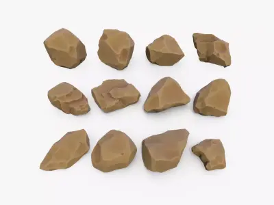 Stylized Desert Yellow Rock Collection Low-poly 3D model