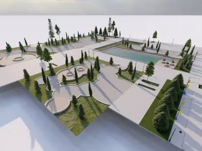public park-Private Park Landscape -Park Center 3D model