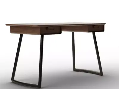 Minimalist Mid-Century Crane Writing Desk - Solid Walnut Low-poly 3D model