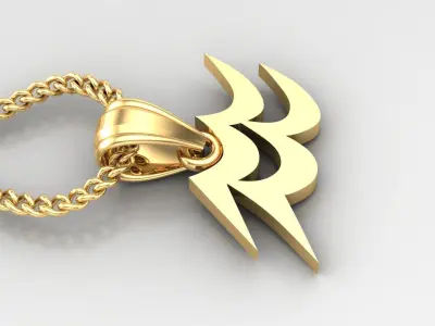 Aquarius Light Gold Pendant Version 5 3D print model