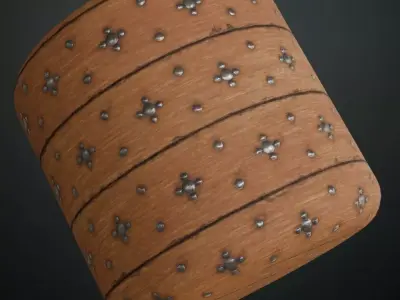 Ornamental Studded Wood Panels PBR Texture