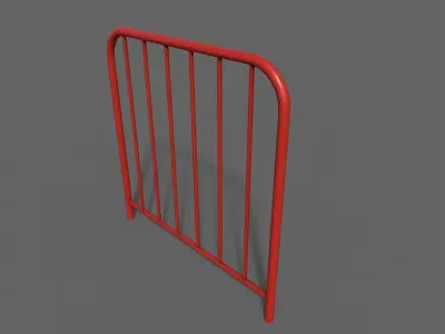 PBR Pedestrian Guard Rail Red V2 Low-poly 3D model