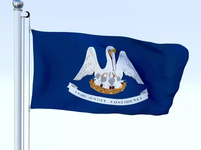 Animated Louisiana Flag Low-poly 3D model