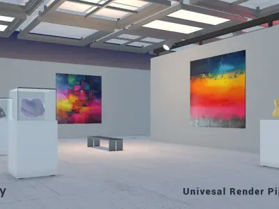 Modular Art Gallery 03 Unity Asset Low-poly 3D model