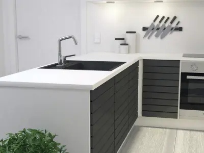 Modern Kitchen Interior 001 3D model